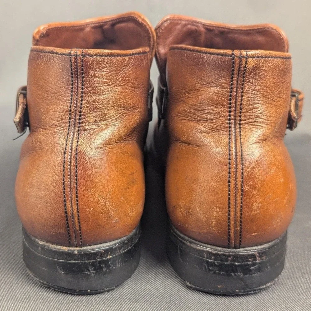 Mens 8D | Women 9.5 Vtg 70s Mason Shoes Monk Strap Boot Leather USA Disney Bound